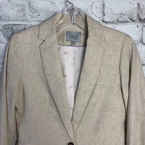 Dalia Linen Cotton Blend Structured One Button Blazer NWOT - Picture 2 of 12
